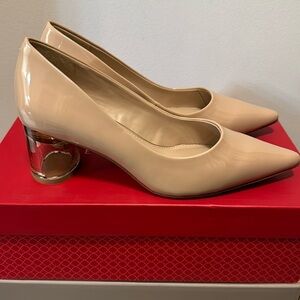 Nude Block Heel Pumps